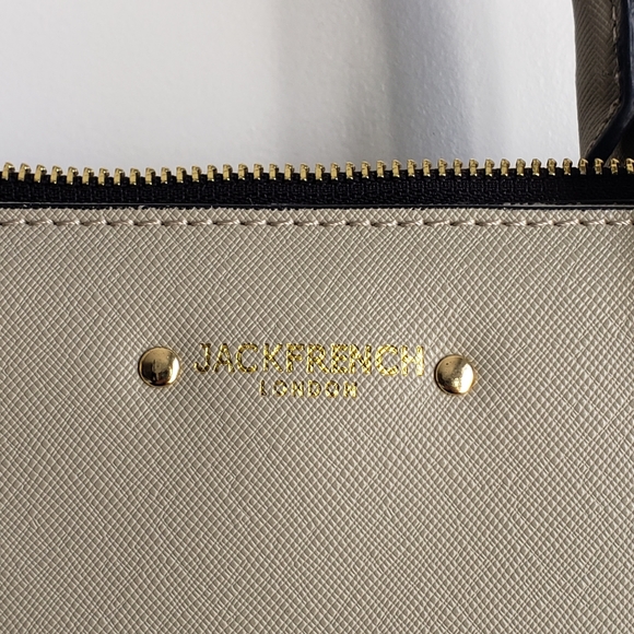 Jack French Leather Bag, Gray & Purple Handbag with Removable Strap - Picture 3 of 13